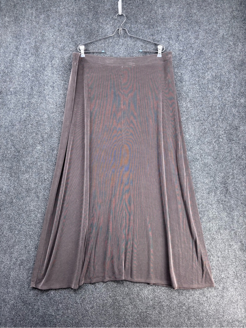 Chicos Travelers Taupe Liquid Knit Slinky Office Maxi Skirt Women’s XL